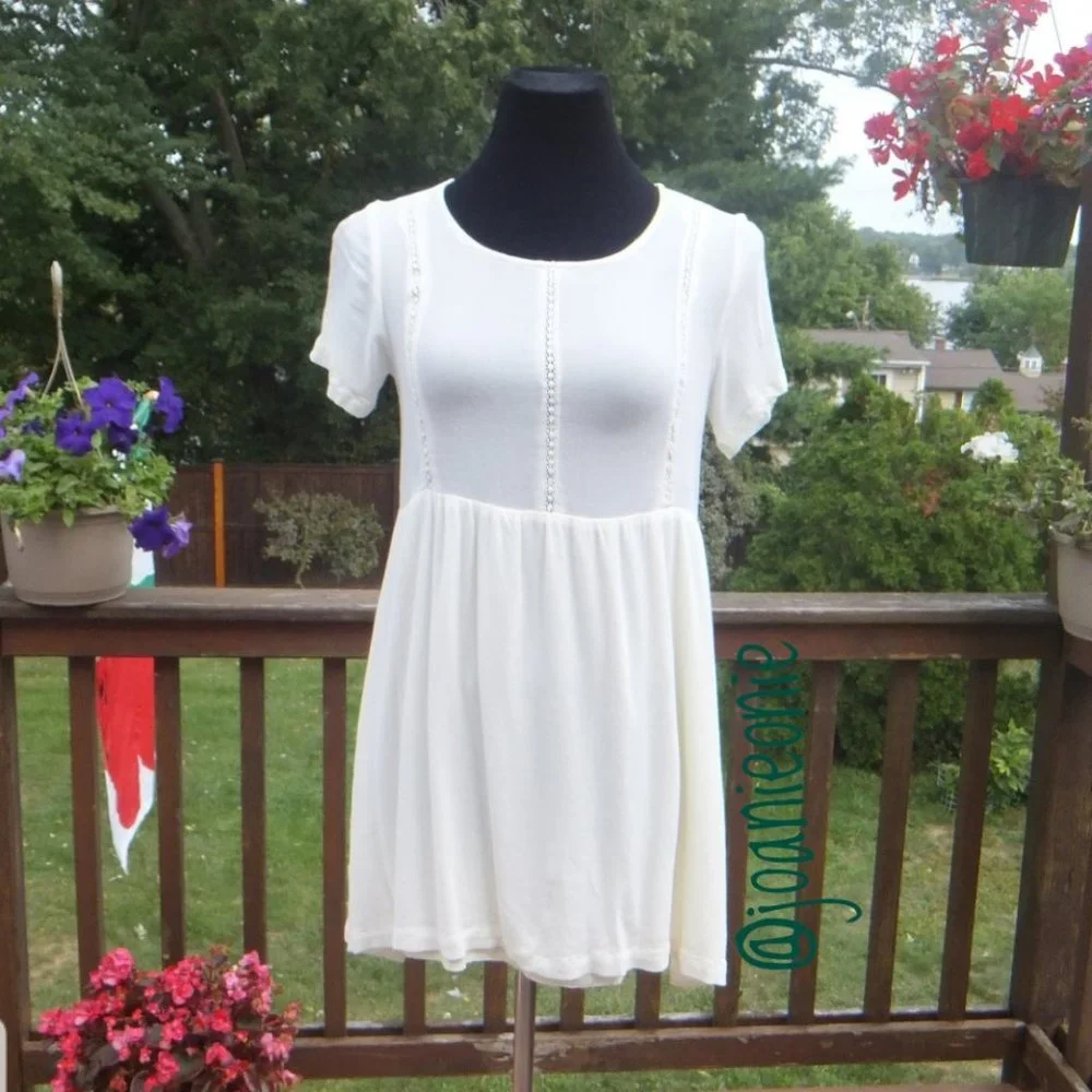 Dress Mini Cottagecore Eyelet Cream Sz M - Picture 7 of 7